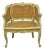 Vintage French Louis XV Style Green Painted Gold Gilt Cane Bergere Arm Chair For Sale