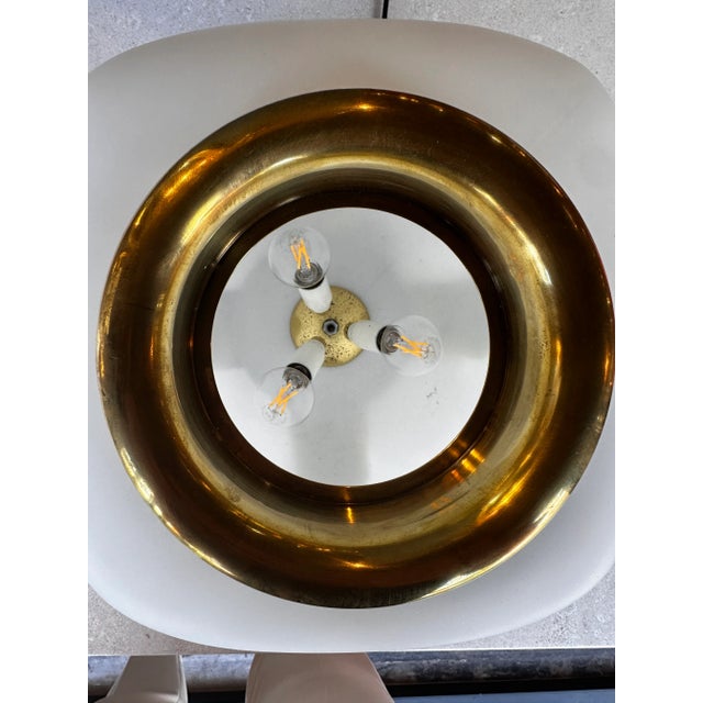 Mid Century Italian Opaline and Brass Table Lamp 1970s For Sale In Los Angeles - Image 6 of 8