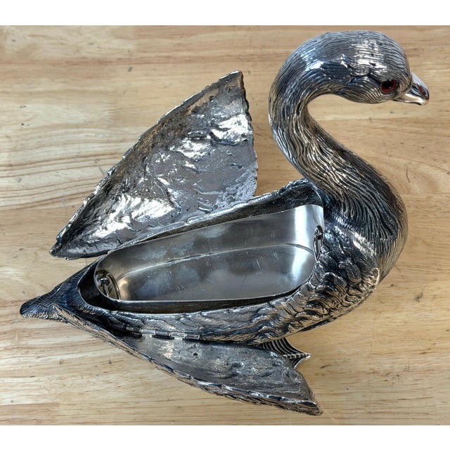 Articulated Silver-Plated Bronze Swan Box-/ Bonbonnière or Cache Pot For Sale - Image 18 of 18