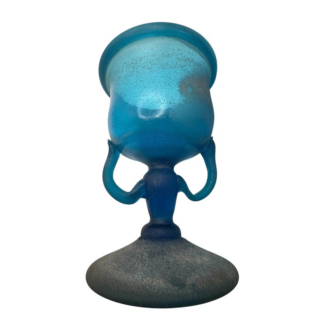 Blue 1980s Murano Glass Blue Kanthanos Style Goblet For Sale - Image 8 of 8