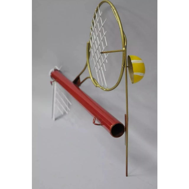 Curtis Jere Modern Pop Art 1988 Red Metal Tennis Racquet and Ball Wall Sculpture For Sale - Image 9 of 10