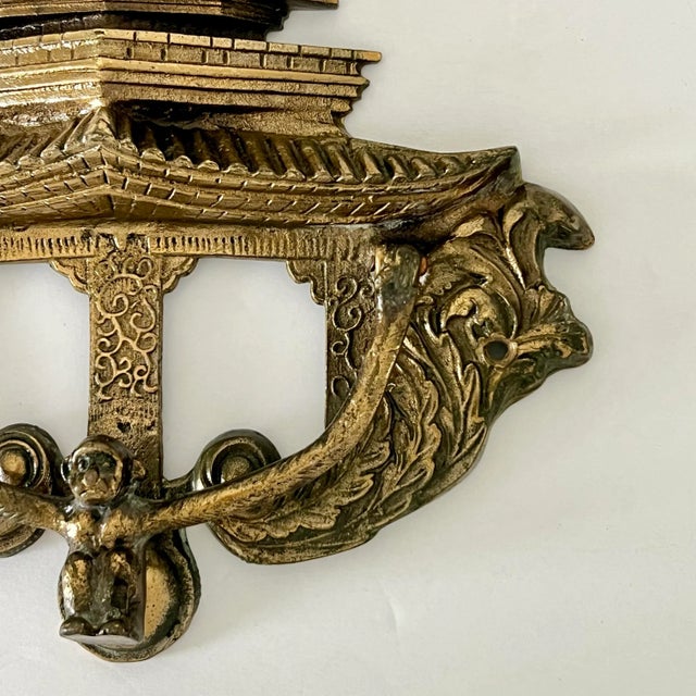 Metal Vintage Large Chinoiserie Brass Pagoda Door Knocker of Distinction For Sale - Image 7 of 12