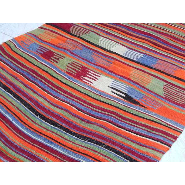 Striped Turkish Kilim 3'8" X 5' For Sale - Image 11 of 12