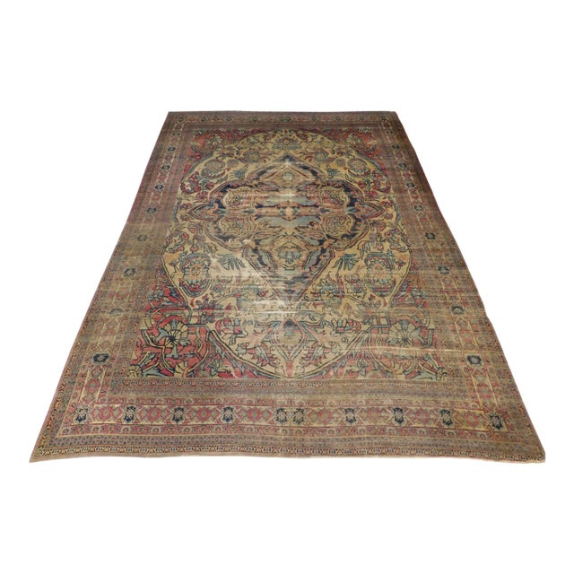 Late 19th Century Antique Persian Kerman Lavar Rug- 10′6″ × 14′10″ For Sale