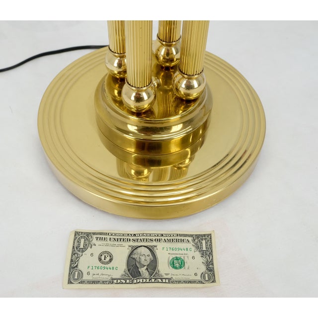 Mid 20th Century Pair of Mid Century Modern Brass Etched Glass Shades Torcheres Floor Lamps MINT! For Sale - Image 5 of 13