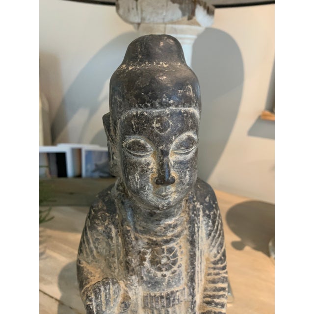 Stone Gray Vintage Statue of Chinese Elder For Sale - Image 8 of 9