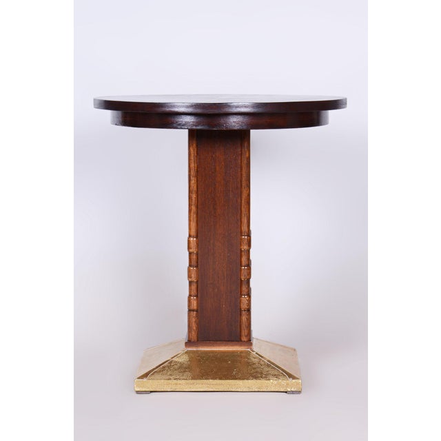 Small Art Deco Table in Oak and Brass, Czechia, 1920s For Sale - Image 10 of 11