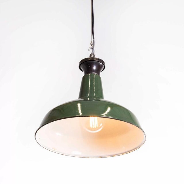 Industrial Green Enamel Pendant Lamp, 1940s For Sale - Image 10 of 13