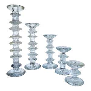 Vintage Timo Sarpaneva for Iittala Set of 5 Glass Candlesticks