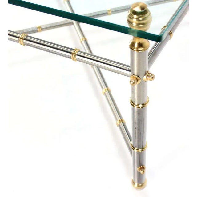 Mid-Century Modern Mid-Century Modern Metal Faux Bamboo-Detailed Square Coffee Table For Sale - Image 3 of 10
