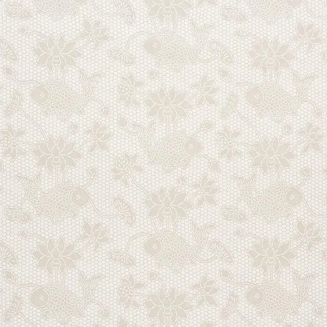 Schumacher Sample - Schumacher Lotus Batik Wallpaper in Natural For Sale - Image 4 of 4