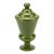 Vintage Glossy Olive Green Ceramic Pedestal Urn With Lid For Sale