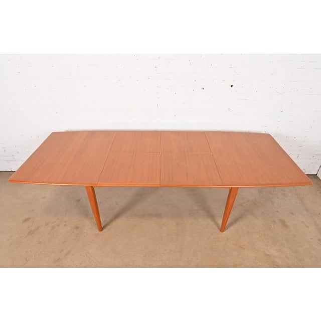 1960s Falster Danish Modern Teak Boat-Shaped Extension Dining Table, Newly Refinished For Sale - Image 5 of 12