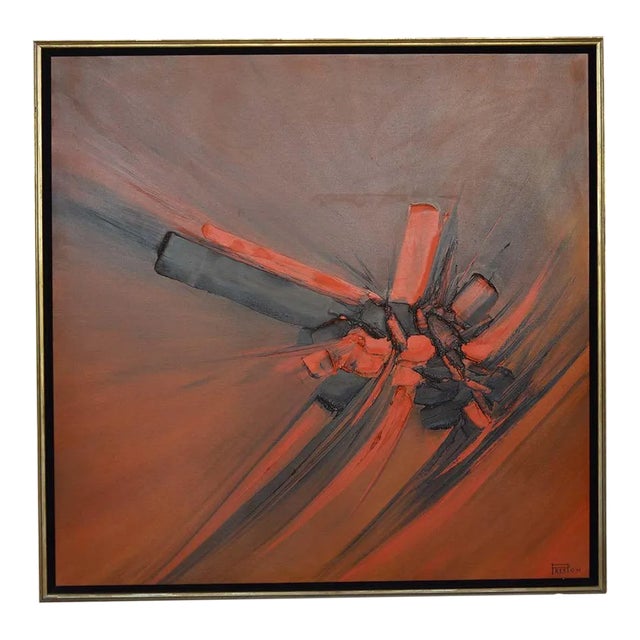 Signed Large Abstract Oil on Canvas With Relief by Preston. Usa, 21st Century For Sale