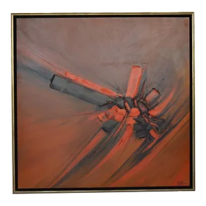 Signed Large Abstract Oil on Canvas With Relief by Preston. Usa, 21st Century