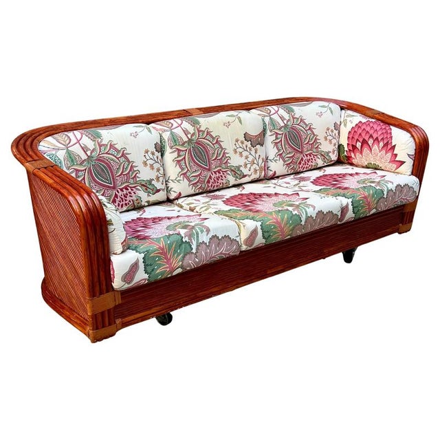 Bamboo and Rattan Sofa attributed to Maugrion for Roche Bobois, France, 1980s For Sale - Image 16 of 16