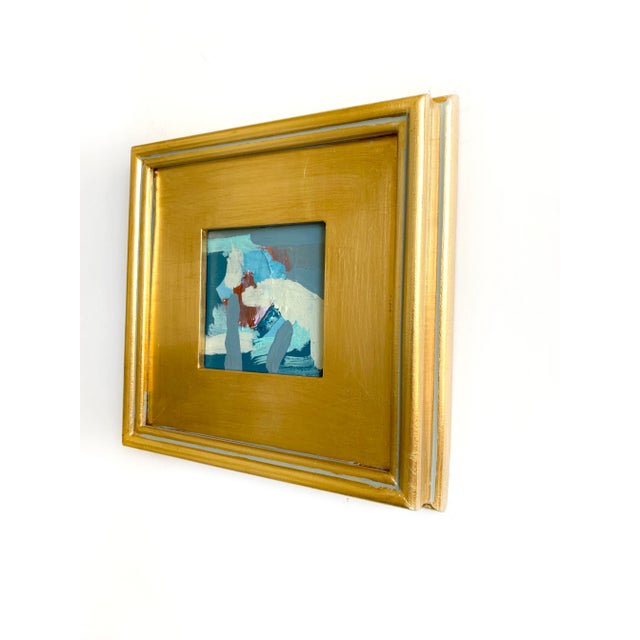 Two original mini paintings by Jessalin Beutler in a set with matching gold frames. Artwork is mixed media on canvas...