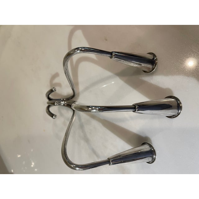 Mid 20th Century Sterling Silver Pair of Bauhaus Candlesticks With 3 Candles Each For Sale In Philadelphia - Image 6 of 7