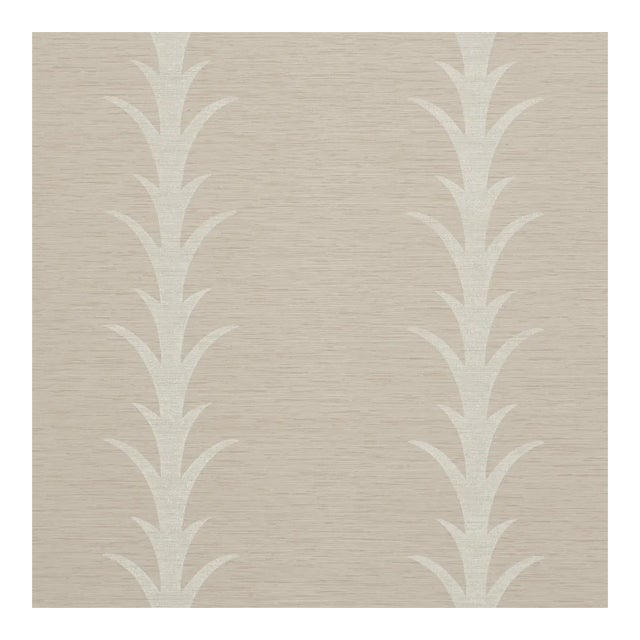 Sample - Schumacher X Celerie Kemble Acanthus Stripe Vinyl Wallpaper in Taupe For Sale