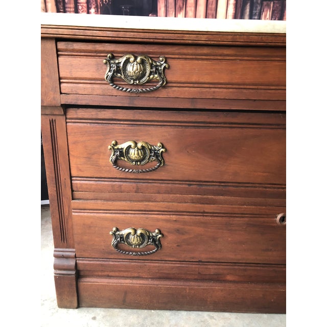 1900s Antique Victorian Eastlake 3 Drawer Marble Top Dresser Chairish
