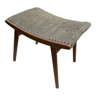 1970s Taupe Upholstered Vintage Stool For Sale