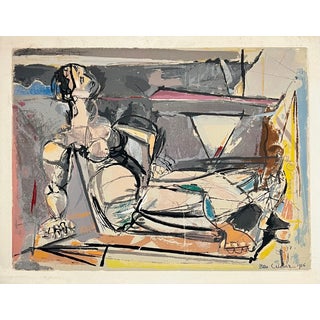 Max Weber, American Modernist Cubist Lithograph Screenprint "Reclining Woman" Max Weber, 1956 For Sale