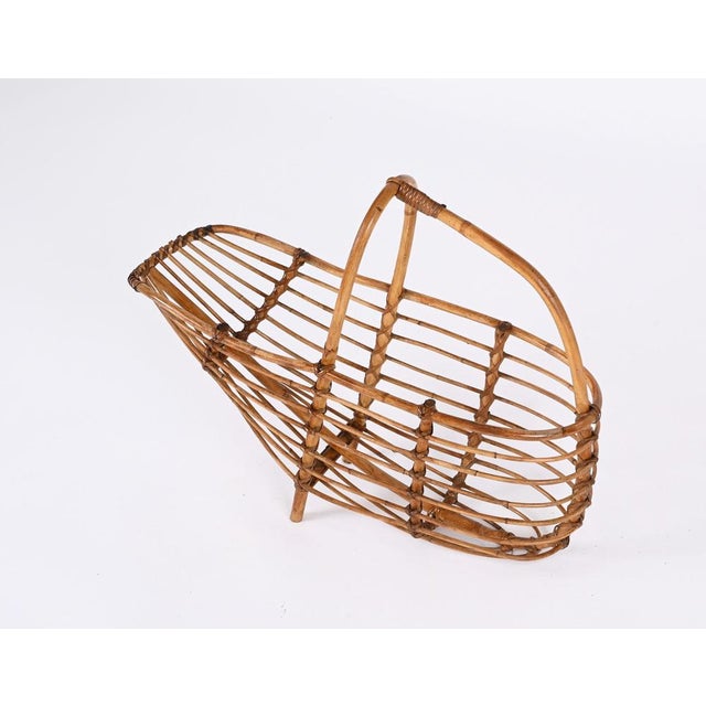 Mid-Century French Riviera Bamboo & Rattan Magazine Rack, Italy, 1960s For Sale - Image 9 of 18