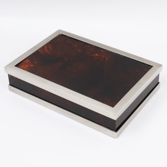 Maison Mercier Tortoiseshell Lucite and Chrome Box, circa 1970 For Sale - Image 9 of 11