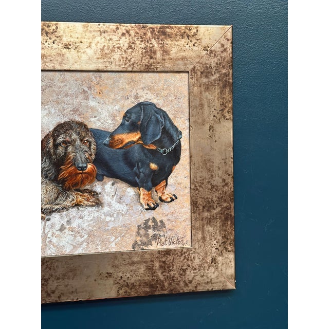 Mid 20th Century Plat. Victor, Dachshunds, 1960s, Oil on Canvas, Framed For Sale - Image 5 of 18