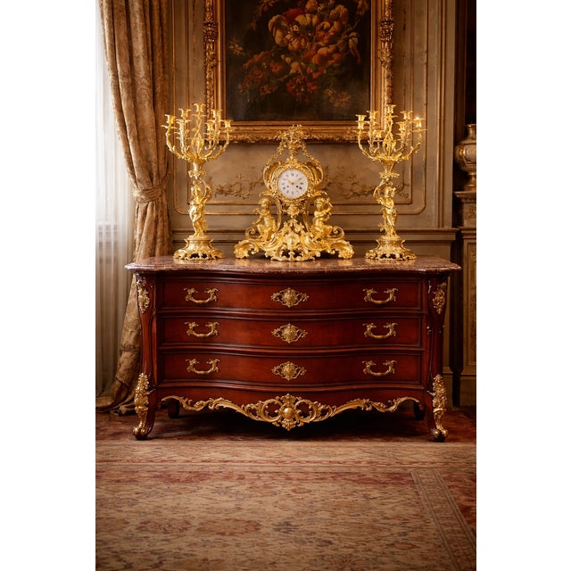 1840s French Louis XV Ormolu Bronze Clock Set - 3 PCS For Sale - Image 11 of 11