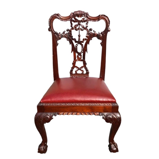 Late 19th Century Set of Eight English Carved Mahogany George III Style Dining Chairs For Sale - Image 5 of 8