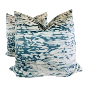 Holly Hunt "Reflecting Pool" in Mediterranean 22" Pillows-A Pair