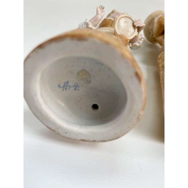 Ceramic Antique Paris Porcelain Gilt Figurines - a Pair For Sale - Image 7 of 10