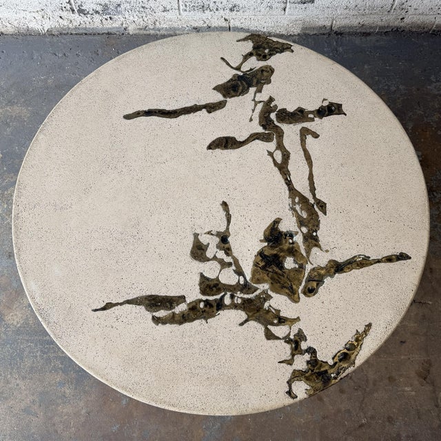 Silas Seandel Late 20th Century Silas Seandel Signed "Terra" Cast Concrete and Bronze Coffee or Cocktail Table For Sale - Image 4 of 14