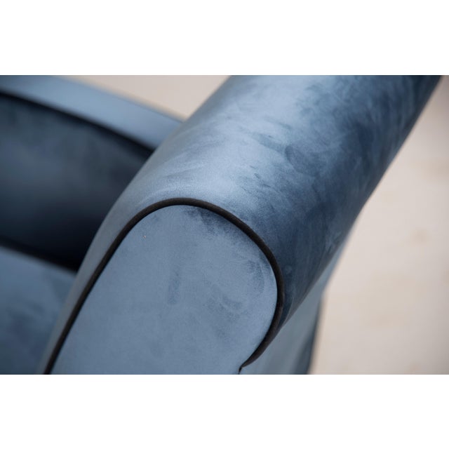 Set of Art Deco Blue Velvet Armchairs, 1940s For Sale - Image 9 of 18