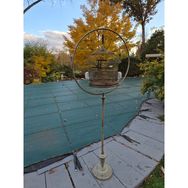 Early 20th Century Very Nice Large Bird Cage Stand With Round Hoop For Sale - Image 5 of 5