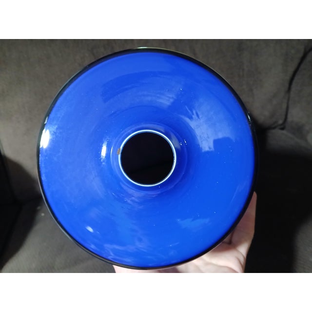1960s C. 1960 Blue Glass Lattimo Sun Pendant Lamp Shade by Alessandro Pianon for Vistosi For Sale - Image 5 of 18