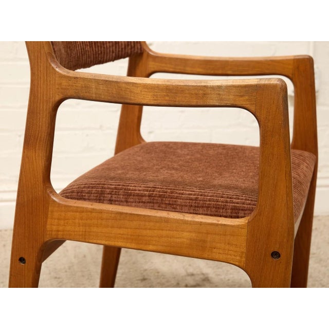 Set of Four Vintage Danish Modern Dining Chairs in Rust Corduroy For Sale - Image 9 of 12