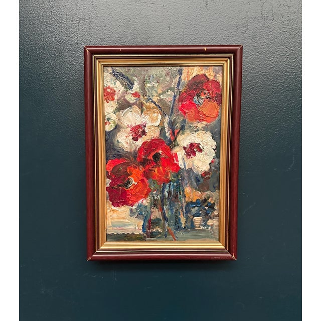 L. Stokes, Red Poppies and White Blossoms, 1960s, Oil Painting on Canvas, Framed For Sale - Image 18 of 18