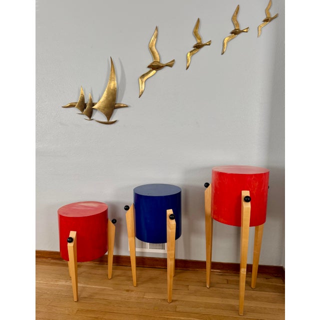 Postmodern Postmodern Pedestal Stands Set of 3 Stackable Memphis Style Tables For Sale - Image 3 of 15