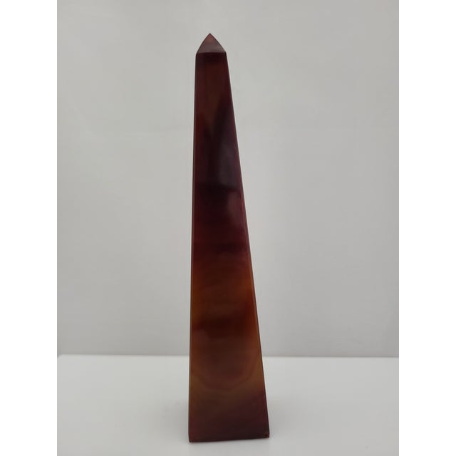Copper Polished Carnelian Druzy Agate Crystal Healing Obelisk Tower 8 3/4" For Sale - Image 8 of 13