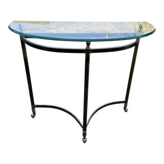 1960s LaBarge Brass Demilune Console Table For Sale