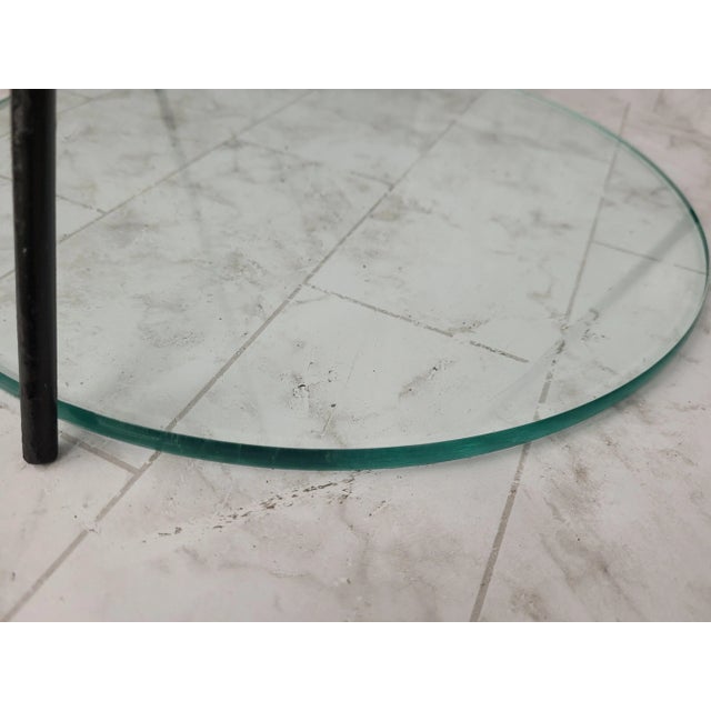 1960s Vintage Atomic Mid Century Modern Black Iron Metal Round Accent Table For Sale - Image 5 of 11