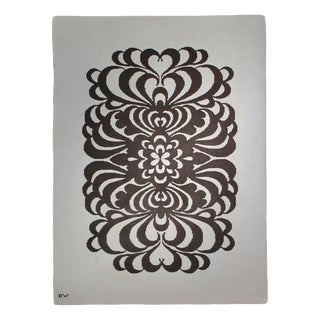 Mid-Century Graphic Double-Sided Wool Rug by Berit Woelfer, 1960 For Sale