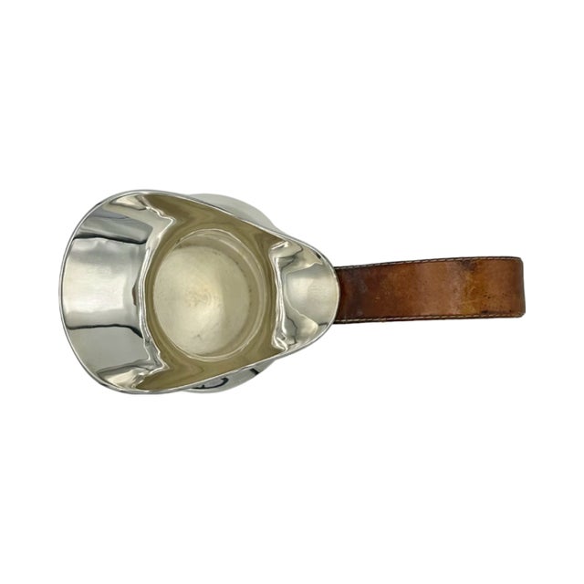 Mid 20th Century Vintage Hermès Paris Silverplate Pitcher Jug with Brown Leather Handle For Sale - Image 5 of 12