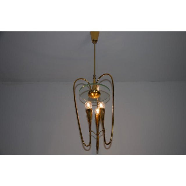 Gilded Brass Chandelier attributed to Pietro Chiesa for Fontana Arte, Italy, 1950s For Sale - Image 15 of 18