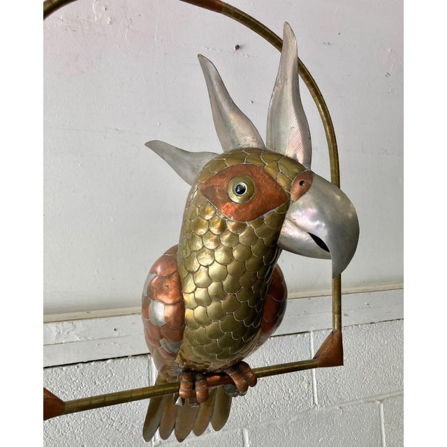 Mid-Century Modern Copper & Brass Cockatoo by Sergio Bustamante For Sale - Image 3 of 6