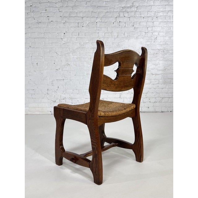Brown Dining Chairs in Wood and Braided Straw attributed to Guillerme et Chambron for Votre Maison, 1950s, Set of 4 For Sale - Image 8 of 10