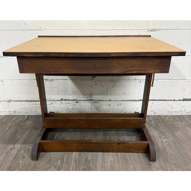 Vintage Adjustable Architect Drafting Table With Storage Compartment For Sale - Image 4 of 16