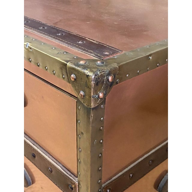 Copper 1990s Side Table Trunk W 3 Drawers Copper & Brass For Sale - Image 8 of 12